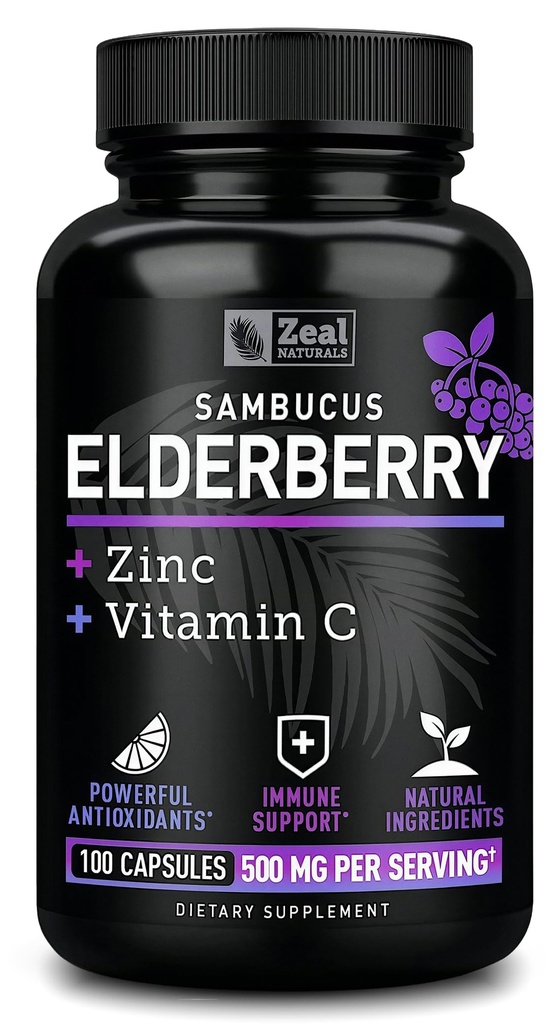 Zeal Naravne Max Jakost Bezgove kapsule + cink + vitamin C 