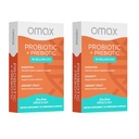 Omax3 Prebiotik in probiotik 50 milijarda CFU + inulin cikorija, 10 sevov, zmanjšanje napihnjenosti, prebava, SIBO, Leaky Gut, vaginalni pH, acidofil, vegan, brez mleka, brez glutena, pretisni omot (2 pakiranji)