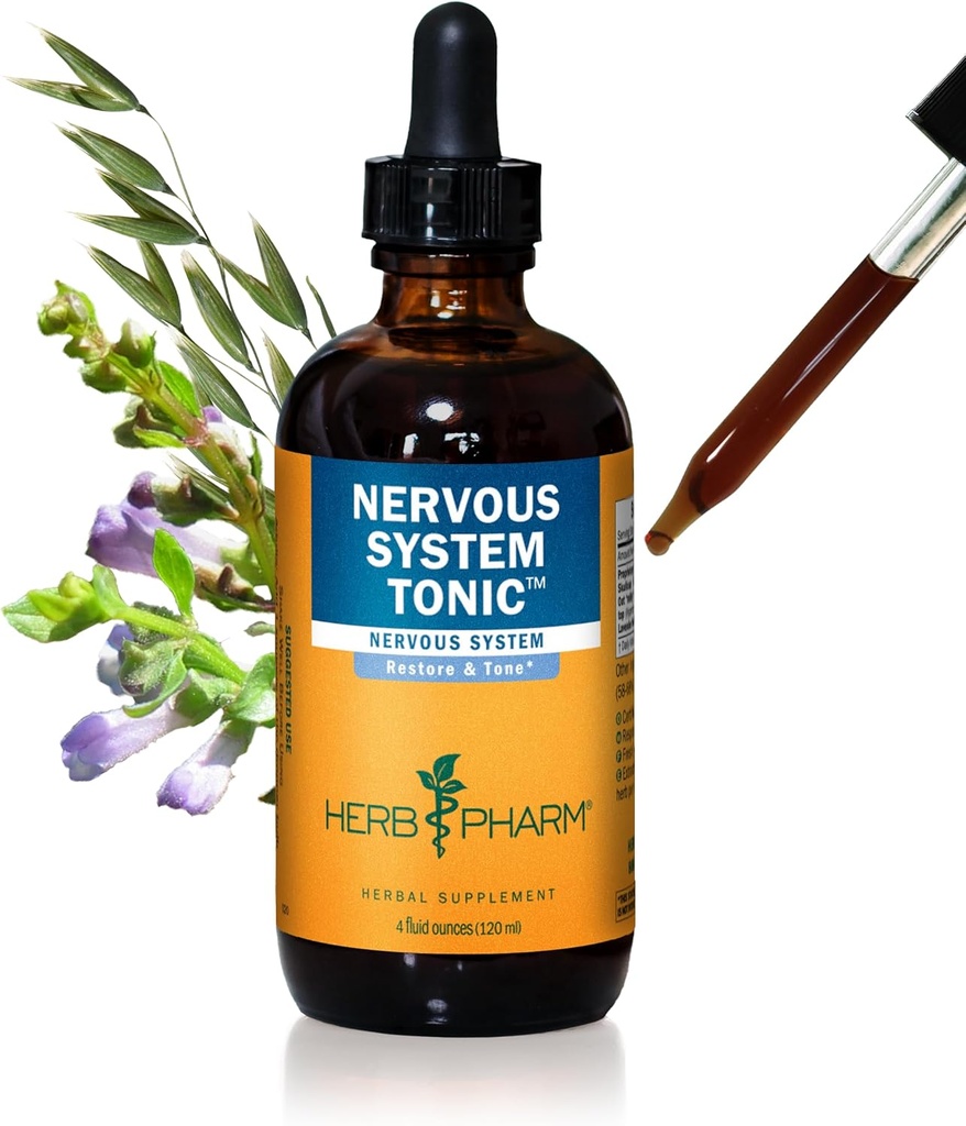 Herb Pharm živčni sistem Tonic Liquid Herbal Formula za krepitev in pomiritev živčnega sistema - 4 Ounce