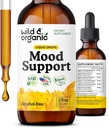 Wild & Organic Mood podpora kapljice - Dober Mood dodatki w/Ashwagandha Root & Rhodiola Rosea - Naravne tekoče kapljice za pozitivno energijo - Pomirite in sprostite dodatki za ženske in moške - 2 oz