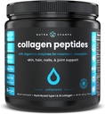 Kolagen peptidi v prahu - Izboljšana absorpcija, dvojno hidroliziran, travna krma, ketoprotein v prahu z vitaminom C - Premium dodatek za rast las, kožo, nohti, sklepi in kosti, brez arome