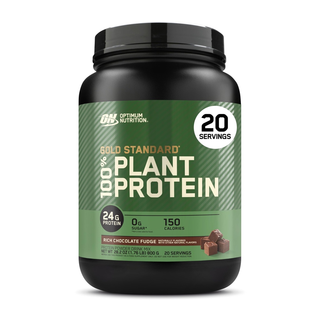 Optimum Nutrition Gold Standard 100% na rastlinski osnovi Beljakovine v prahu, Gluten brez, Vegan Beljakovine za podporo mišic in okrevanje z aminokislinami - bogata čokoladna krema, 20 Strežnice (Packageing May Vary)