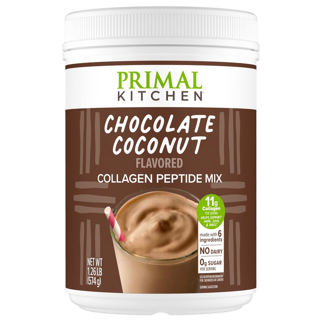 Primal Kuhinja Čokolada Kolagen Gorivo® Mešanica, Čokolada Kokos Kolagen Peptide, Brez mlečnih ali umetnih sladil, 20 Ounces