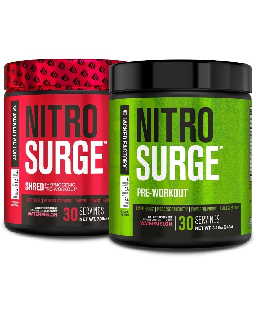 Jacked Factory Nitrosurge Shred Termogenic Pred-delo v lubenice in lubenice Nitrosurge Pred-delo za moške in ženske