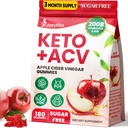 Jabolčni vinski kis, Advanced ACV Gummy s probiotiki, BHB, B12 in Keto Podpora - Keto Acv Gummies za razstrupljanje, Presnova, Prebava, Gut & Imune Health - Sladkor brez sladkorja, Vegan, 180 grofov