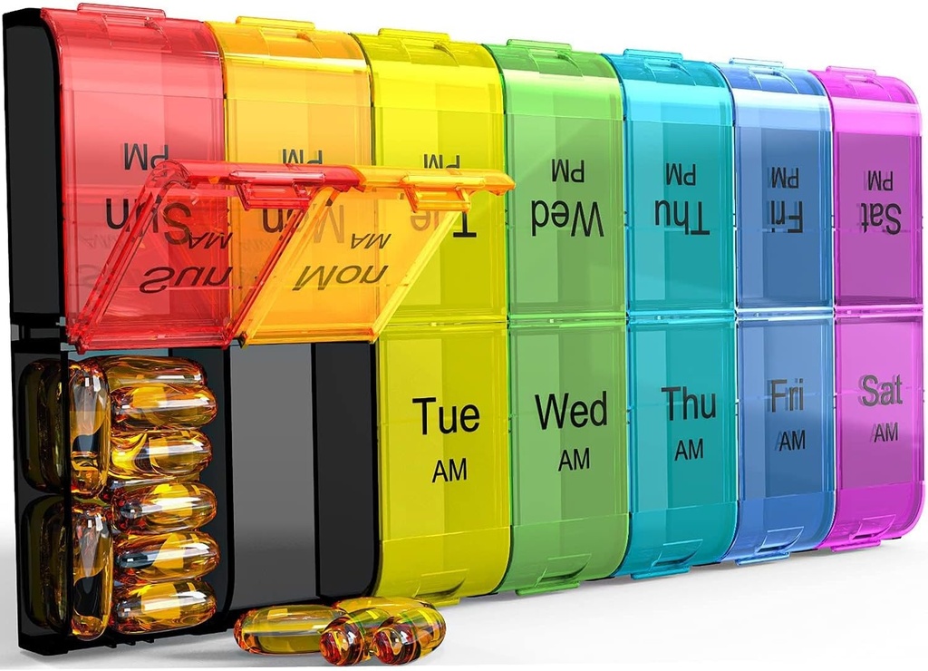 Barvanje ekstra velike tablete Organizator 2 krat na dan, Weekly XL AM PM tablete primer, 7 dan tablete Box dvakrat na dan, Prevelik dnevni tablete tablete Organizator za vitamine, velike tablete vsebnik, zdravila Dispenser