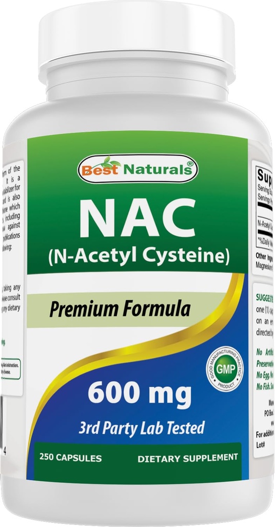 Najboljši naravni NAC N-acetil-Cystein 600 mg 250 kapsul