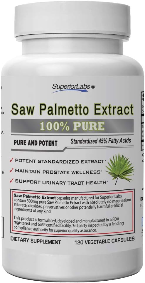 Superior Labs – Saw Palmetto Extract NonGMO, nesintetični – 300 mg odmerek, 120 Zelenjavnih kapsul – podpira pretok in pogostnost urinskega trakta