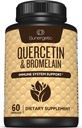 Sunergetic Premium Quercetin & Bromelain dodatek – močan Quercetin Bromelain Complex za pomoč podporo imunskega sistema in sezonsko podporo – Quercetin 1000mg Per Serving – 60 kapsul