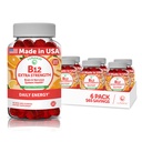 Vitamin B12 Gumiji za odrasle - najbolj okusna Lastniška formula - 3000mcg Metil B-12 Visoka absorpcijska energija Gumiji - Ne-GMO Vegan Vit B12 - Žvečljiva B 12 za energetsko podporo in zdravje kosti - 6 Pack