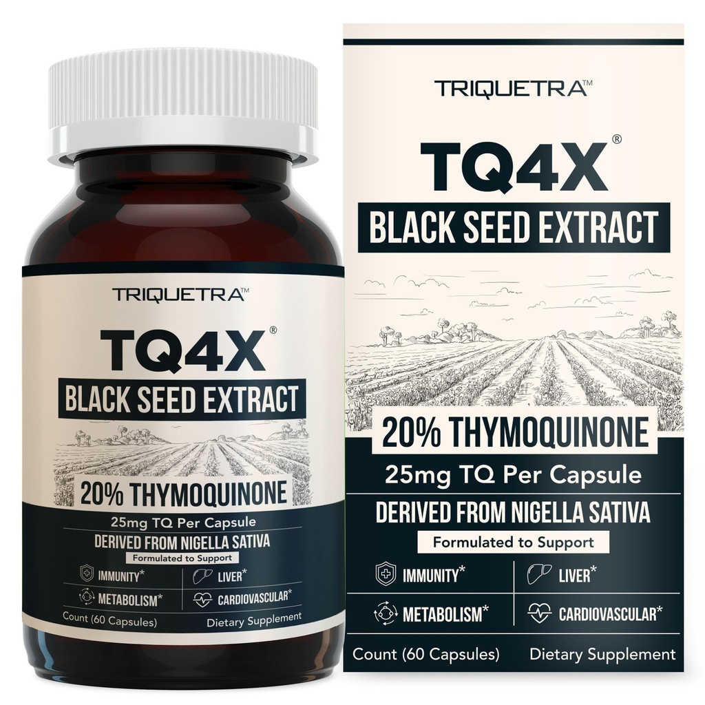 20% Izvleček iz timokinonskega črnega olja - TQ- Advanced 4X®: Močna koncentracija timokinona na voljo - 60:1 Koncentrat iz Nigelle Sative, surove oblike, veganske, steklene steklenice (60 kapsul)