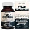 20% Izvleček iz timokinonskega črnega olja - TQ- Advanced 4X®: Močna koncentracija timokinona na voljo - 60:1 Koncentrat iz Nigelle Sative, surove oblike, veganske, steklene steklenice (60 kapsul)