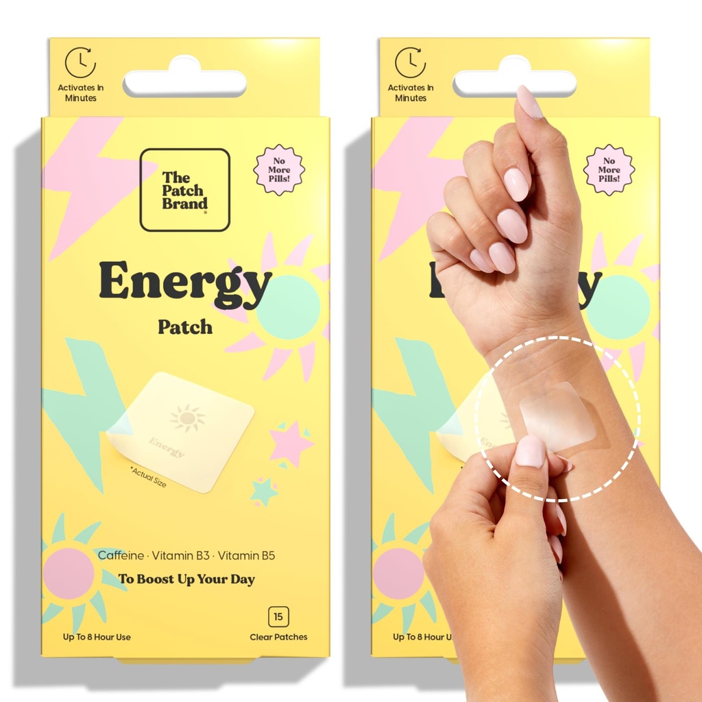 The Patch Brand Energy Patches | Supports Energy with Caffeine and B5 and B3 | All Natural Wellness Patch Plant Based and Cruelty Free Water Resistant Patches that Last All Day