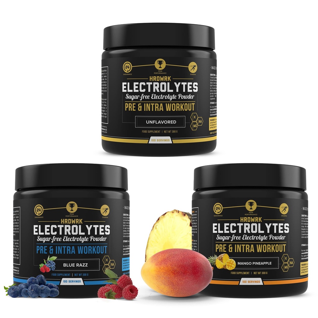 MMA Nutrition HRDWRK - 100 Servisi Keto Elektroliti Powder Hydration Sugar Free - Elektrolitni prašek za povečanje vzdržljivosti in zmanjšanje utrujenosti z elektroliti dopolnilni komplet 3
