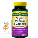 Spring Valley Super Vitamin B Kompleksni kalcijev karbonat, Askorbinska kislina 100 Tablete paket z Lual je 45 diabetes dekodirani