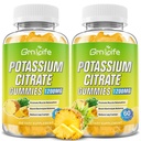 Kalijev citrat Gumies, visoko kalijev dopolnilo Gumies 1200mg Podpora Leg Cramps & Muscle Health, za odrasle in otroke, Vegan, Ananasov okus 120 Število