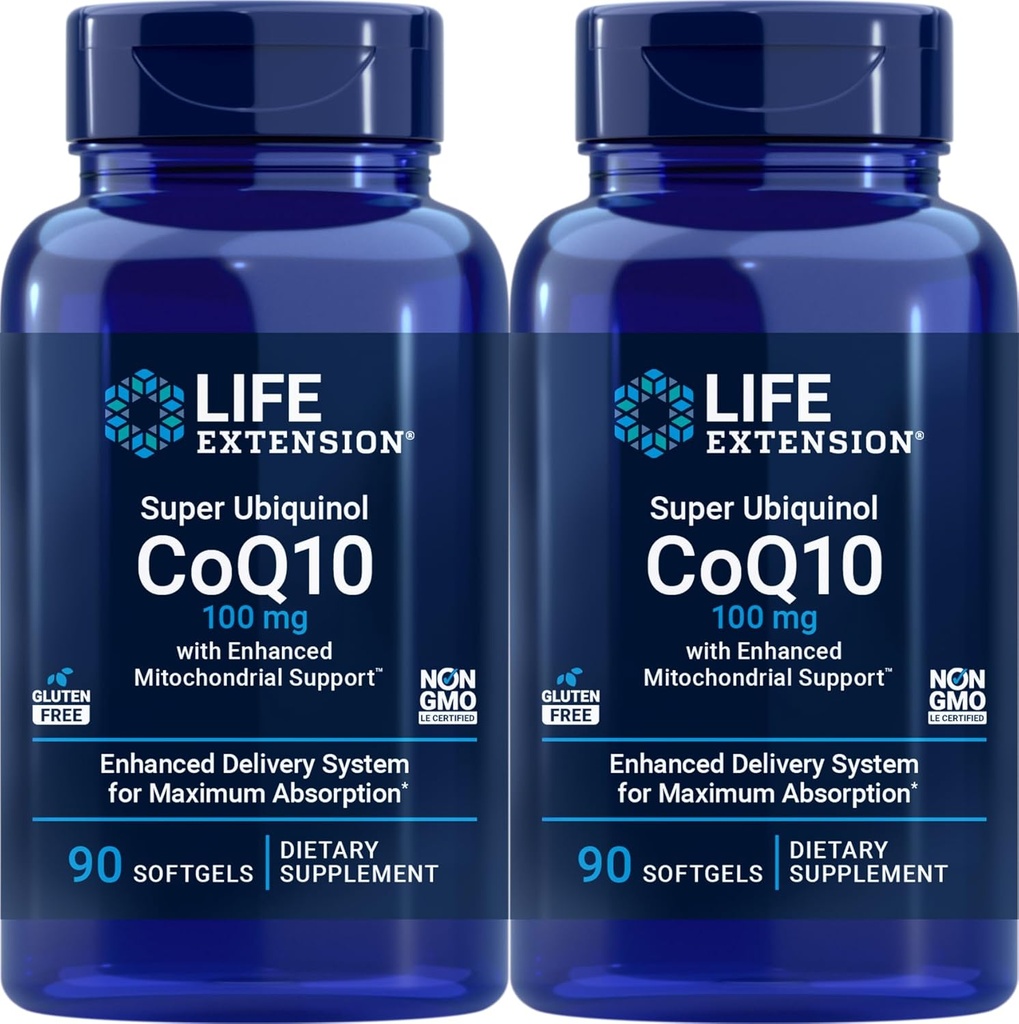 Life Extension COQ10 Super Ubikinol 100 mg 90 Število (Pack of 2) z izboljšano mitohondrijsko podporo