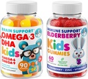 DR. MORITZ Cardio & Immune Boost Duo - Otroci Omega 3 Gummies (90 štev.) z Elderberry Gummies za otroke (60 štev.)