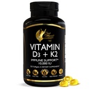 Cocó March N.M.D Vitamin D3+K2 10.000 i.e. - Visoko jakostni dodatek za ženske in moške, Imunska podpora, zdravje kosti in sklepov - Gluten-free, Non-GMO, 4-mesečna oskrba, 250 μg D3, 180 μg vitamina K2