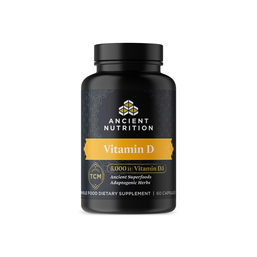 Ancient Nutrition Vitamin D Supplement, 5000 i.e. vitamin D za imuno podporo, izdelan iz kostnih Broth in gob ekstrakt, podpira zdravo vnetje, Paleo in Keto prijazno, 60 Kapsule