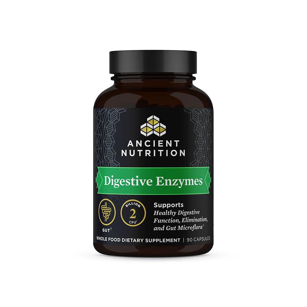 Ancient Nutrition Digestive Enzymes, Podpira Gut zdravje, Spodbuja zdravo Digestive funkcijo, 90 Ct