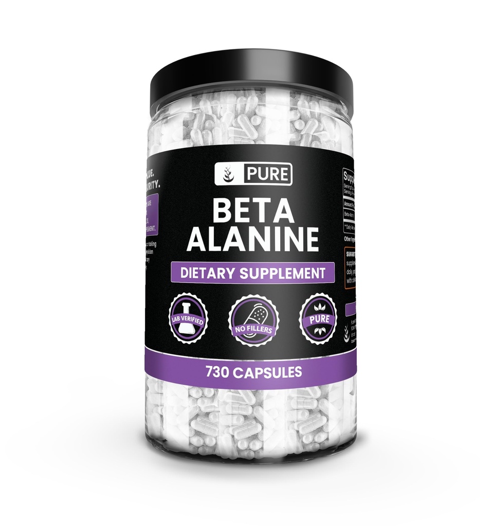 Čiste izvirne sestavine Beta Alanine, (730 kapsul) Vedno čiste, brez dodatkov ali polnil, laboratorij preverjen