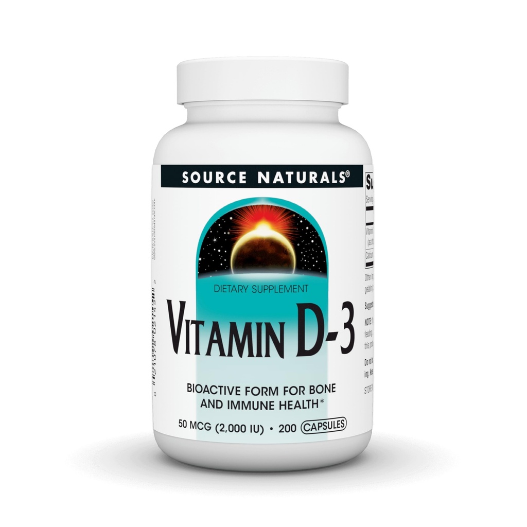 Vir Naturals Vitamin D-3, Bioaktivna oblika za zdravje kosti in imunskega sistema*, 2000 i.e. - 200 kapsul