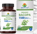 Brieofood Organic Bacopa 1500mg, 45 Služabniki, vegetarijanci, Gluten brezplačno, 90 vegetarijanske tablete...