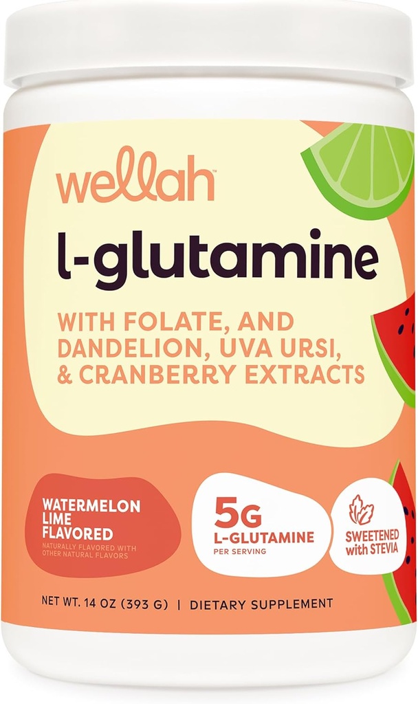 Wellah L-glutamin v prahu lubenica lime (50 servivov) - 5g L-glutamin na obrok, sladkan s Stevio