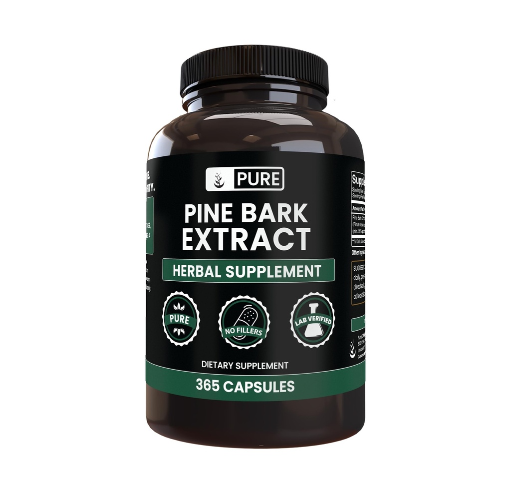 PURE ORIGINAL SESTAVINE Pine Bark ekstrakt (365 Kapsule) Ne magnezij ali riž polnila, vedno čist