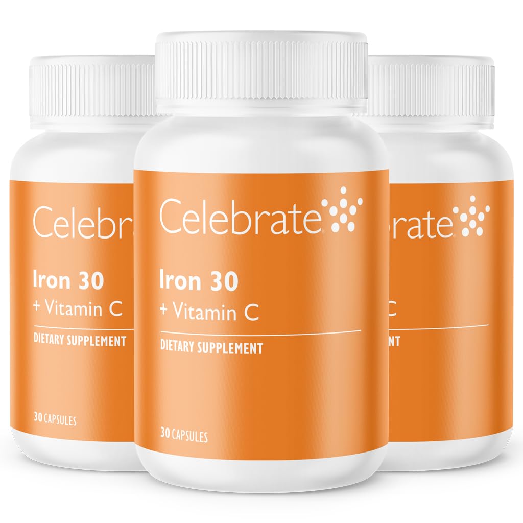 Proslavite vitamine železov dodatek z vitaminom C - 30mg železa, 60mg vitamina C, bariatrične vitamine za bolnike WLS, vertikalne rokave in Gastric bypass kirurgija – 90 kapsul