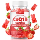 softbear CoQ10 Gumies 400mg koencim Q10 dodatek za odrasle, visoka absorpcija coq10 Plus omega-3, magnezij, vitamin B3 & cink za celično energijo in antioksidant, jagodni okus 60