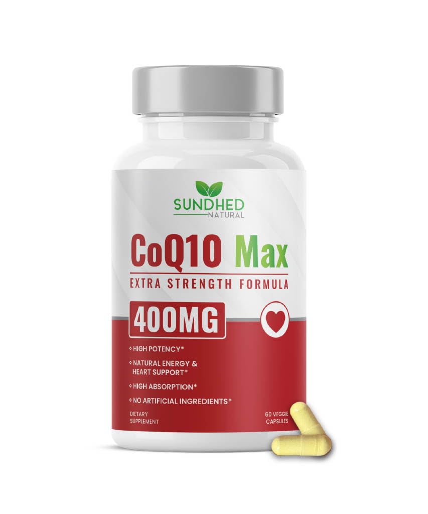 CoQ10 400mg Vegan, Ultra CoQ10 - Ultra visoka absorpcija Koencim Q10 Dodatki - Antioksidant dopolnilo za zdravje in zdravje srca, plodnost in proizvodnja energije - 60 Število