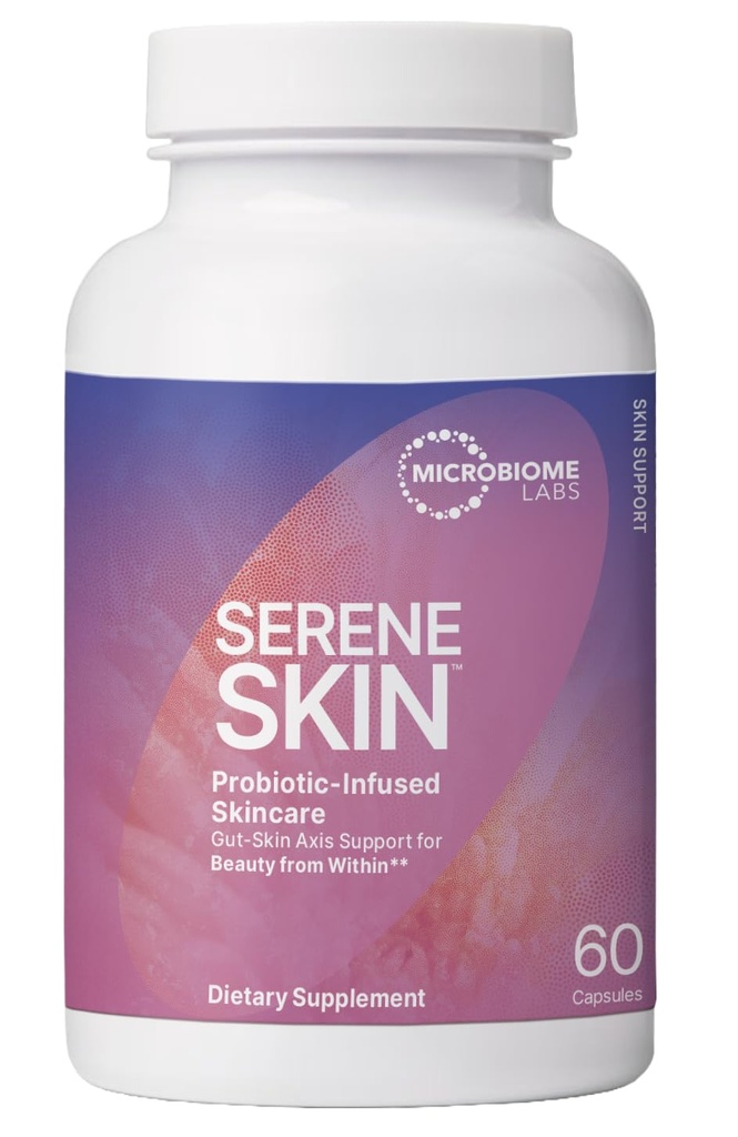 Microbiome Labs SereneSkin - športno osnovan probiotični kompleks s citrus polifenoli za kožo Clarity & Gut Health Support - Dnevno probiotično nego kože - pomirite os Gut-Skin (60 kapsul)