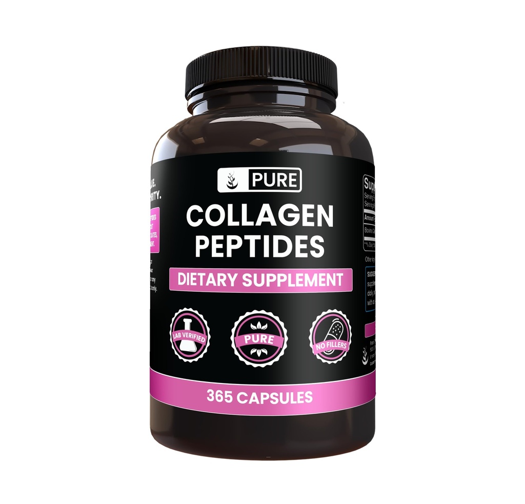 PURE POREKLA SESTAVINE Kolagen peptidi (365 kapsul) Brez magnezija ali riževih polnil, vedno čist, laboratorij preverjen