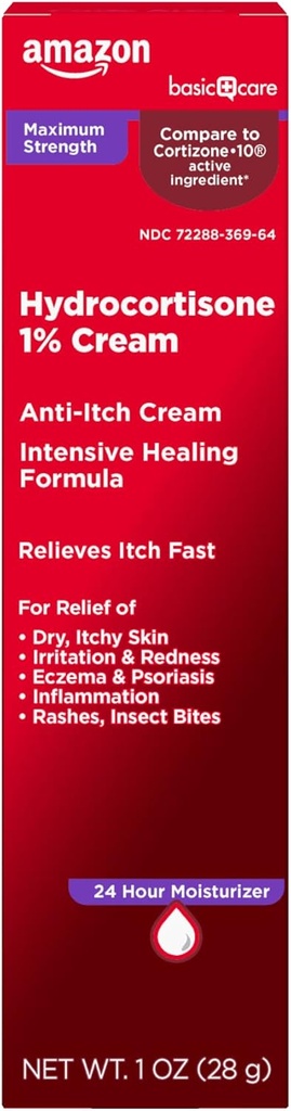 Osnovna nega Največja moč proti srbenju krema, Hidrokortizon 1 Odstotek Intenzivno zdravljenje Formula, Srbenje Relief za hrošča bites, ekcema, Psoriaza, Strup Ivy, Oak in Sumac, 1 unča (Pack of 1)