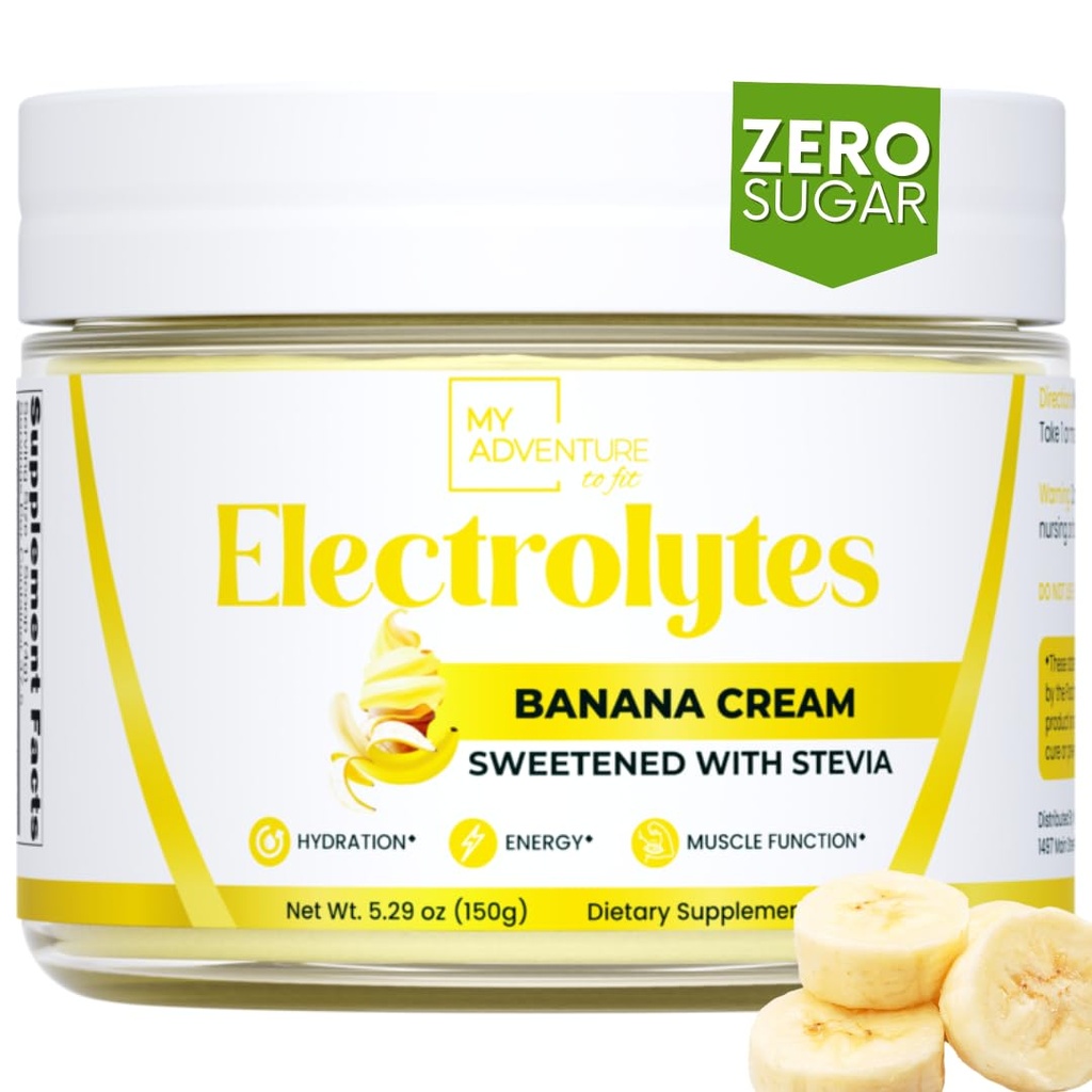 Zero Sugar - Banana krema Elektroliti v prahu - osvežilna Hidracija - Kofein brez energije z vsemi naravnimi sestavinami - Vegan, Keto & Paleo - Brez sladkorja Elektroliti v prahu pijača v prahu Mix - 37 Strežnice