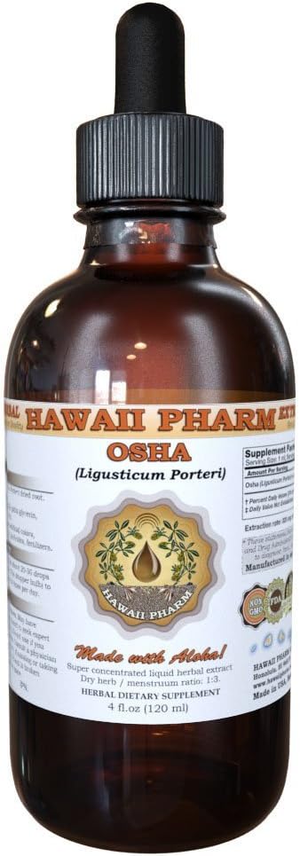 Havaji Pharm OSHA (Ligusticum porteri) Liquid Extract, Tinkture, Zeliščni dodatek, Made in USA, 2 fl.oz