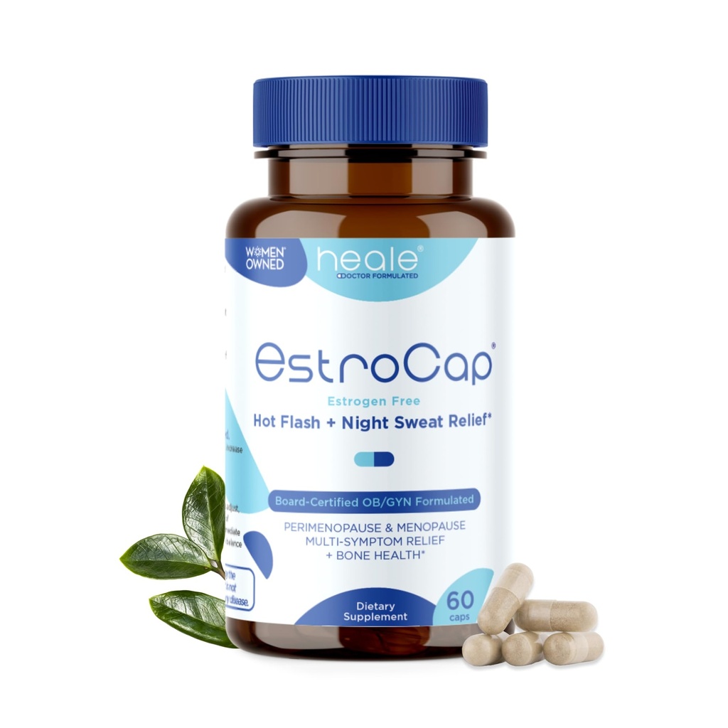 Estrocap Menopause dopolnila za ženske s Heale zdravje - Menopausal Relief Vitamini za vroče Flashe in nočno potenje - Pomaga ohraniti zdravje kosti in Mood podporo - Valerian Root & Black Cohosh