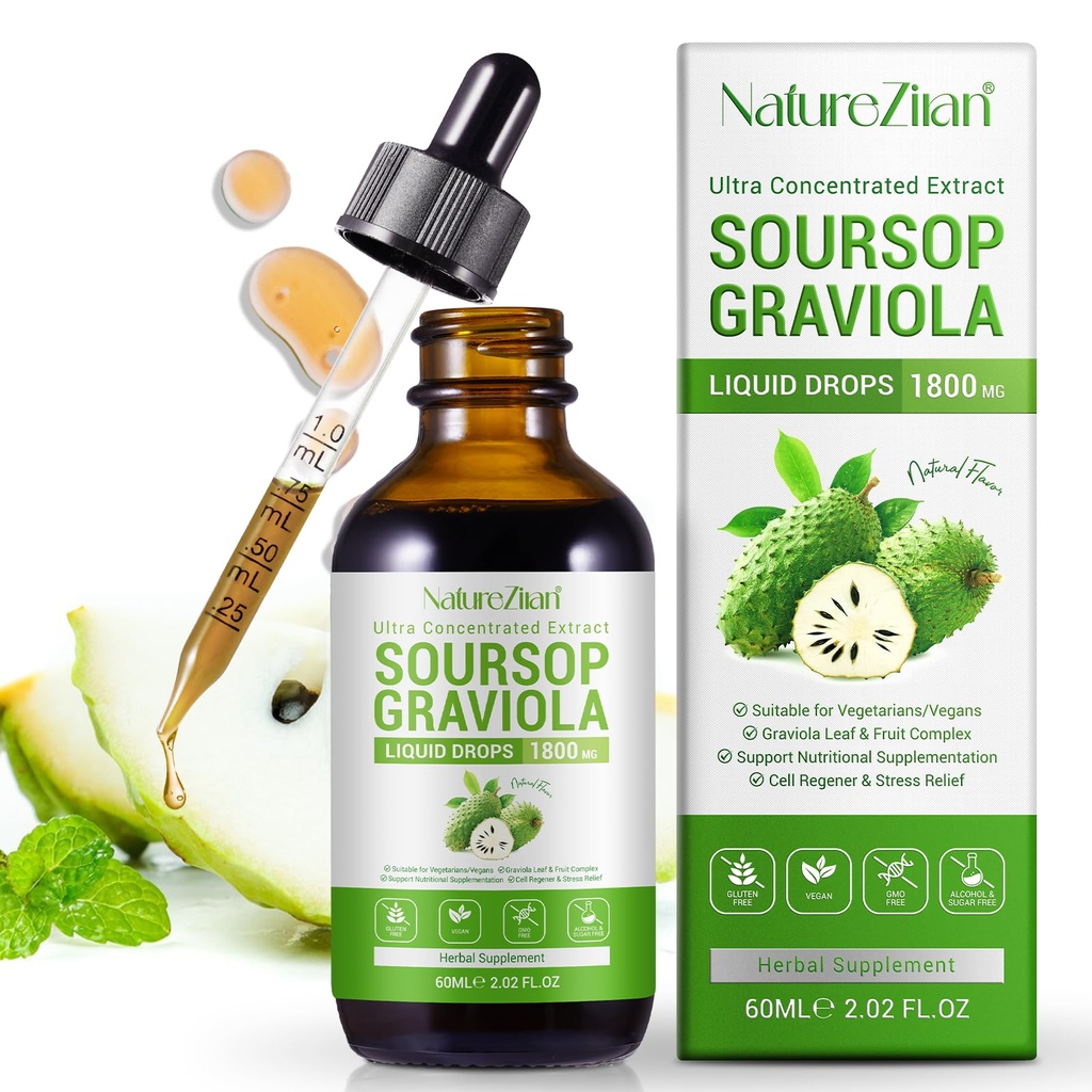 Soursop Graviola Tekoče kapljice - Soursop Bitters Liquid - Soursop Leaves Extract - Naravni antioksidant - Podpora celic in regeneracija - Imune Boost - Sprostitev - Jetra in spanje (1)