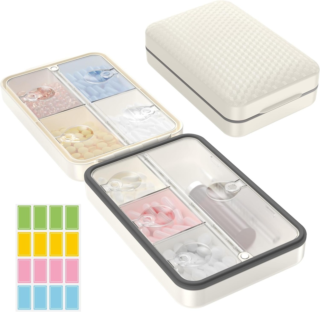 Restree tedenske tablete Organizator, Magnetic Moistrure dokaz tablete primer, Velika zmogljivost tablete tablete škatla z notranjo Clear Lid za vitamine, dodatki, in dnevna zdravila 8 predel (bela)