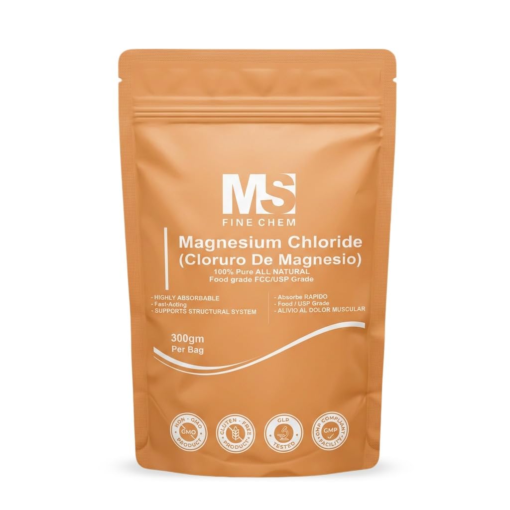 Clouro de Magnesio 100% Pure Magnezijev klorid Hrana stopnja 300 Grami Užitni Magnezij Zelo Absorbibilen za vsakodnevno uporabo kot dodatek ali Magnezijevo olje do 600 Serving 10.58 Oz
