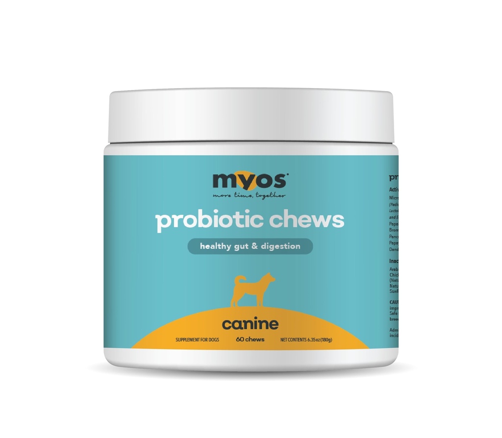 MYOS probiotični žveči za pse - vsakodnevna prebavna podpora, spodbuja popolno zdravje drobovja, Aids digestion, izboljša absorpcijo hranil, podpira zdravo Stool - vse v enem žvečljivi dodatek
