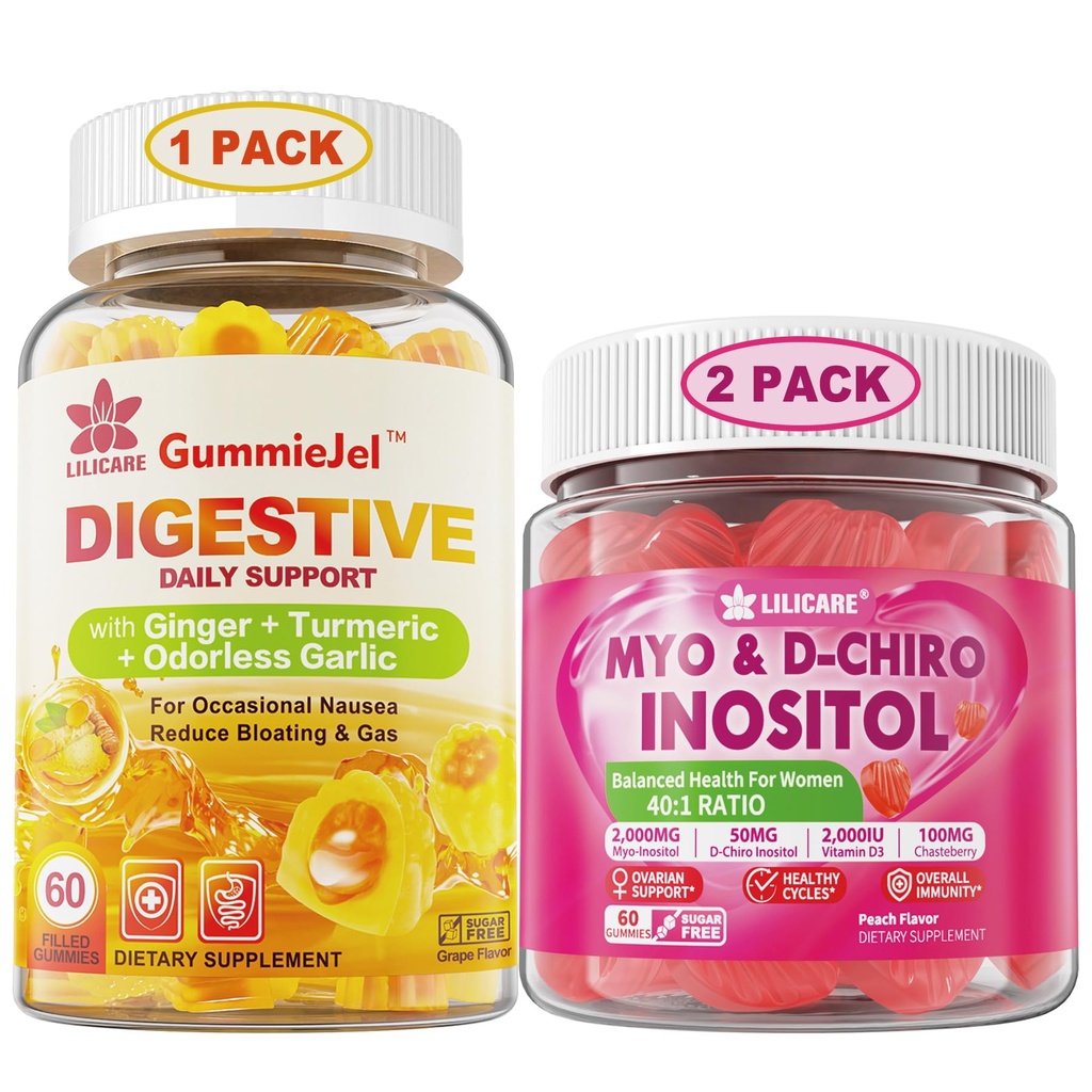 Bundel: ingver žveči dopolnilo Gumies & Inositol Gumies Idealno 40:1 Razmerje Myo & D-Chiro Inositol