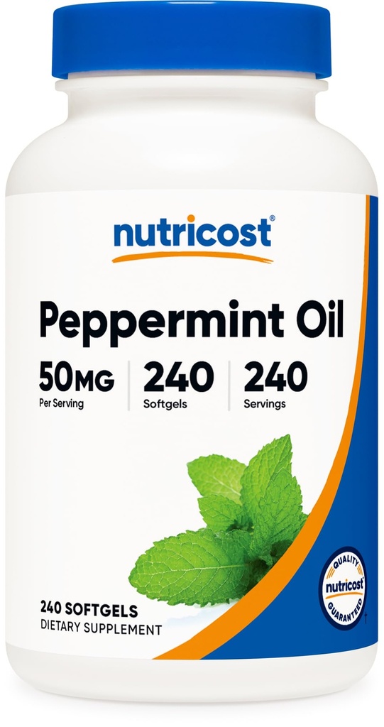 Nutricost Peppermint Oil Softgels (240 SFG) (50 MG) - Gluten Free, tretja stranka testiran in GSO brez