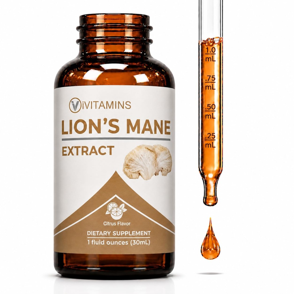 Levi Mane Liquid - Levje Mane Tinkture za spomin, Fokus & Claritete - Levi Mane dodatek - Levi Mane - Lev Mane Gobe dodatek - Nootropics Podpora možganov - (1 pakiranje)