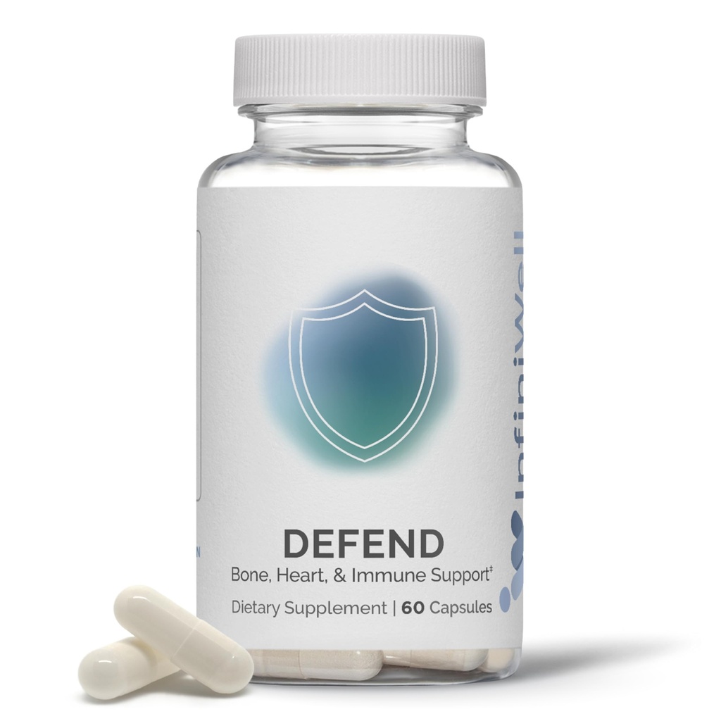 InfiniWell Defend Bone & Imune Support Supplement - Vitamin A, D3 & K2 Supplement - Biorazpoložljive sestavine v aktivnih prehranskih oblikah - Aid Bone Strength, Heart Health & More (60 kapsul)