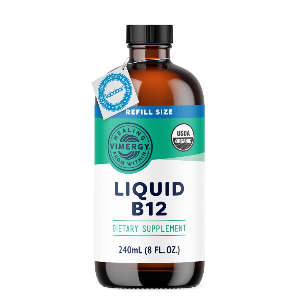 Vimergy Liquid B12 Ponovno polnjenje – hitro absorbiranje podporo možganov – Energy Support Supplement – USDA Certified Organic, Vegan, Non-GMO – 240 Serving (240 ml)