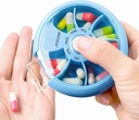 Tedenska tableta INVODA Organizator 7 Kompartment Rotacijska tableta Škatla za vsakodnevna zdravila in vitamini - Prenosne potovalne tablete Primer Ribje olje Dodatki Vitamini Organizator (Sky Blue)