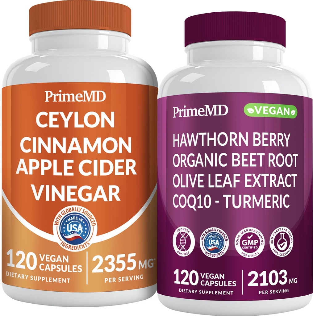 Ceylon cinamon (1 pk) in dušikov oksid (1 pk) dodatek strdek - Močni vitamini za srce, Presnova, Ravnotežje, Cirkulacija, Lipid in Imunska podpora - Non-GMO, Vegan, Gluten-free